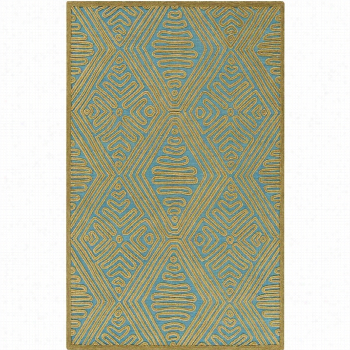 Surya Tulemola 5' X 7'6 Hand Wovej Wool Rug In Green Anx Blue