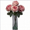 Nearly Natural Fancy Rose with Cylinder Vase Silk Flower Arrangement in Pink