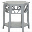 Safavieh Connor Bayur Wood Hexagon End Table in Pearl Blue Grey