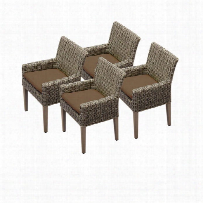 Tkc Headland Cod Wickee Patio Arm Dining Chairs In Cocoa (predetermined Of 4)