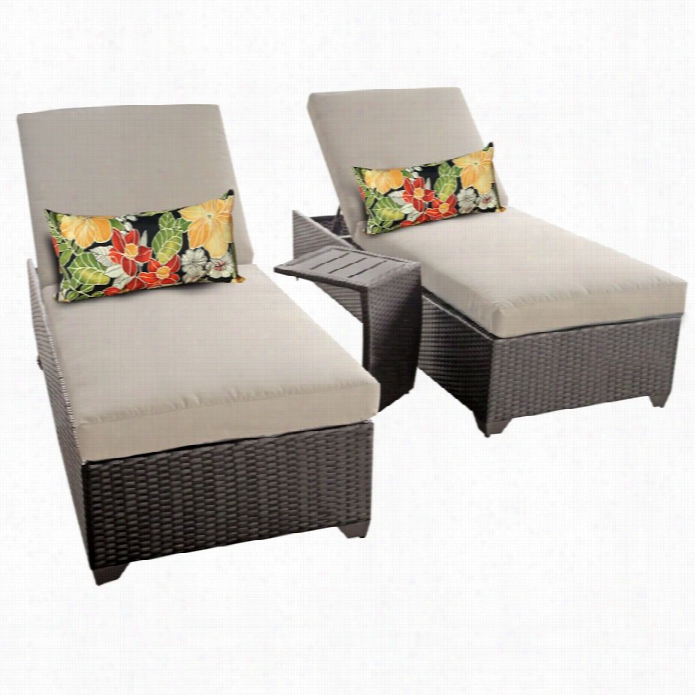 Tkc Classic 2 Wicker Patio Lounges With Side Table In Beige