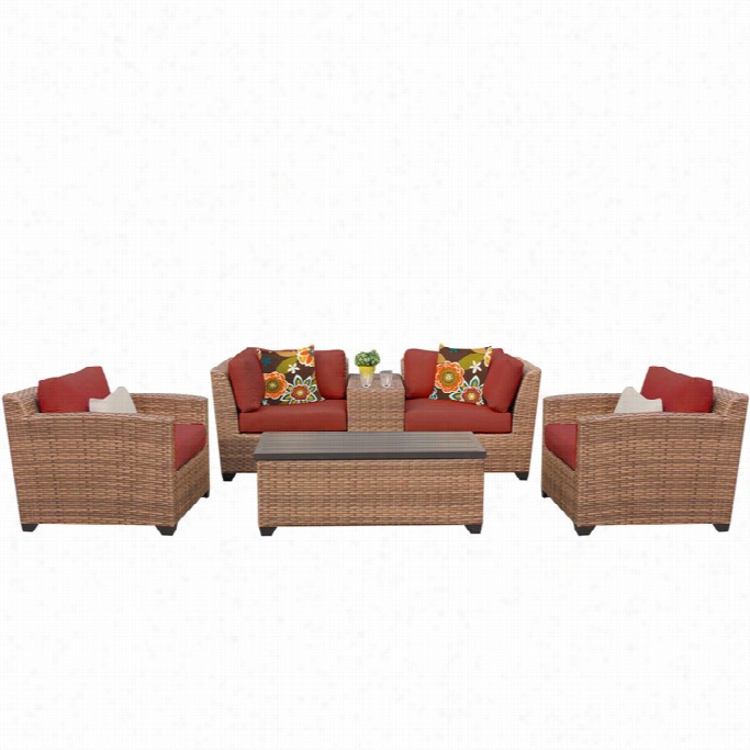 Tkc Laguna 6 Piece Outdoor Wickdr Sofa Set In Terracotta