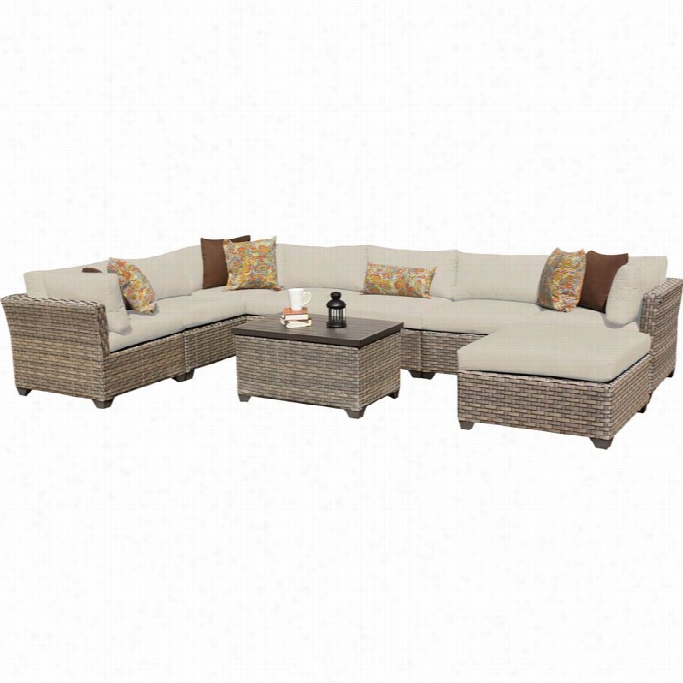 Tkc Monterey 9 Piece Outdoor Wicke Sofa Set  In Beige