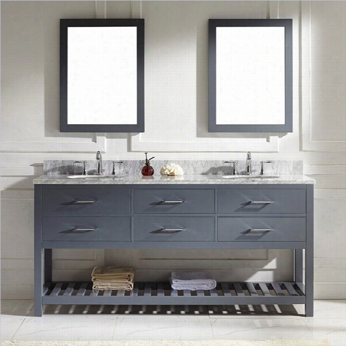 Virtu Caroine Estate 73 Marble Double Bathroom Vanity Seg In Gray