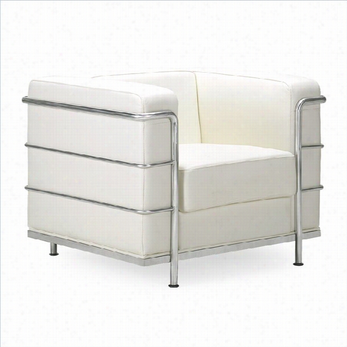 Zuo Fortress Leather Club Arm Chair Inn White