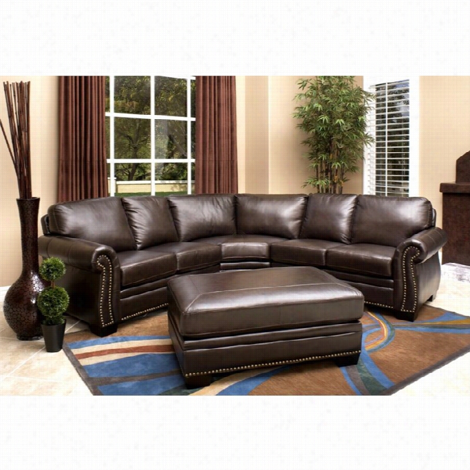 Abbyson Living Arixona Leather 2 Piece Sofa Set In Dark Truffle