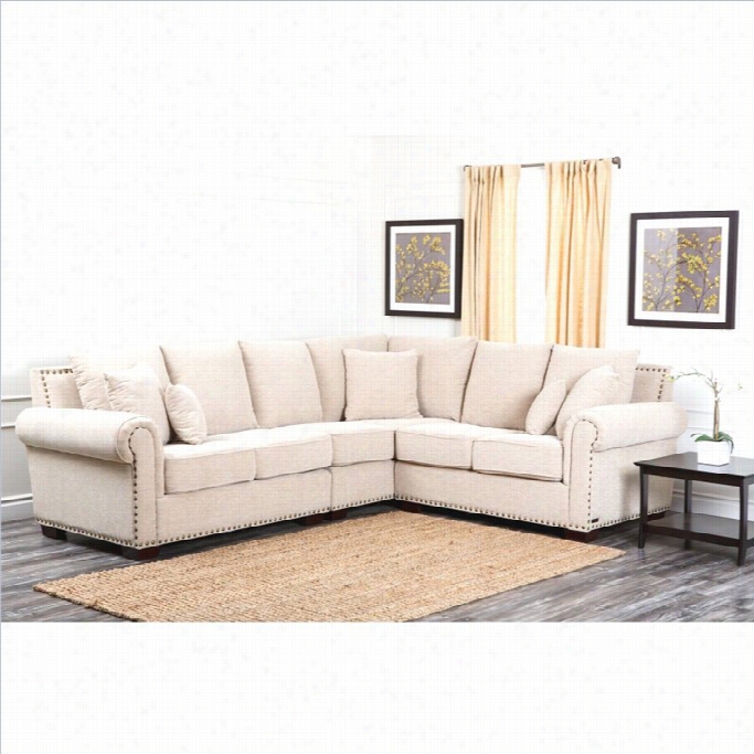 Abbyson Living Bromley Fabric  Nailhead Sectonal Sofa In Sqndsttone