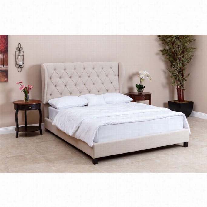 Abbyson Living Trssa Queen  Full Tufted Linen Bed In Beige