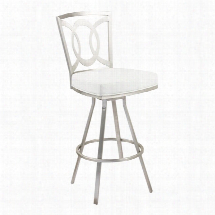 Armen Living Drake 26 Contemporary Swivel  Bar Stool In Whte