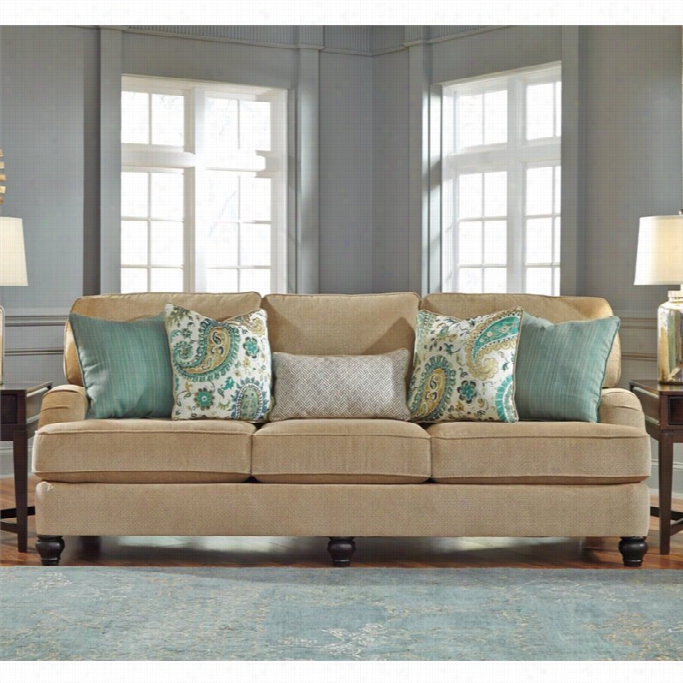 Ashley Ochian Chenille Sofa In Bisque