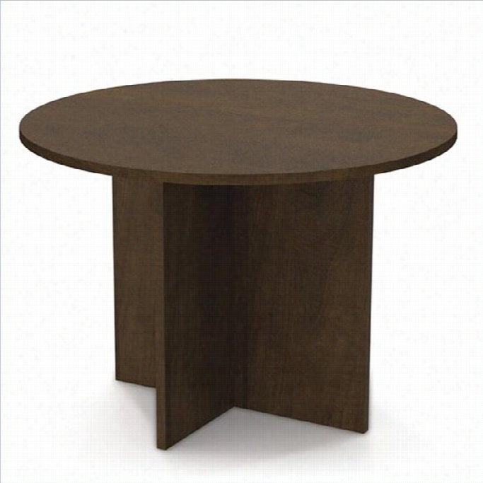 Bestar Meeting Solutions 42 Inch Round Assembly Table In Chocolate