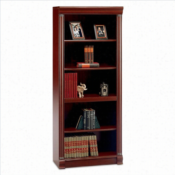 Bush Birminghm 5 Shelf Wood Bookcase In Effect Cherry