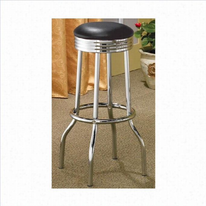 Coaster Cleveland 29 Chrome Plated Soda Fountain Abrr Stool In Black