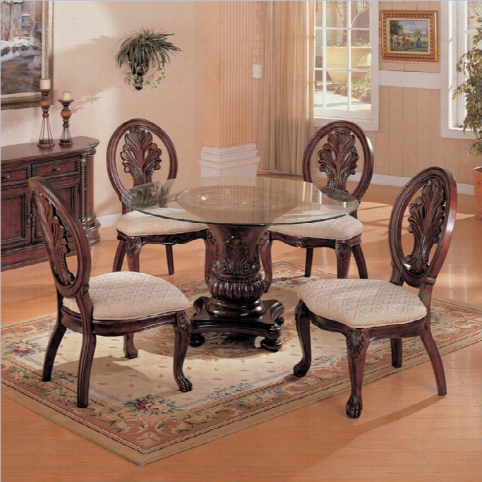 Coaster Tabitha 5 Piece Round D Ning Set In Dadk Cherry