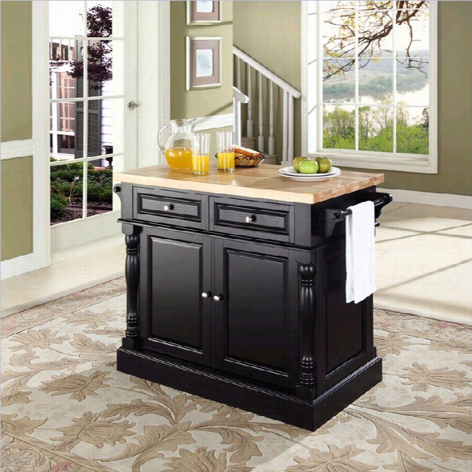 Crosley Oxford Kitchen Island Butcher Block  In Dark