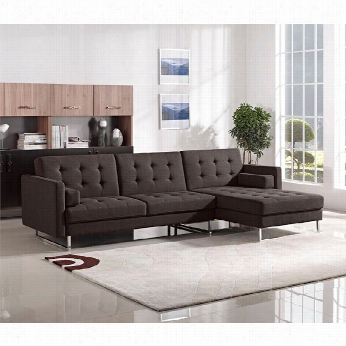 Diamond  Sofa Opus Right Convertible Chaise Sectional In Chocolate