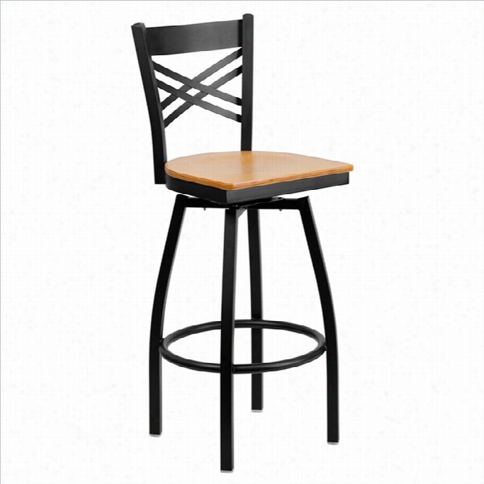 Flash Furniture Hercules 30 Swivel  Metal Bar Stool Black And Natual