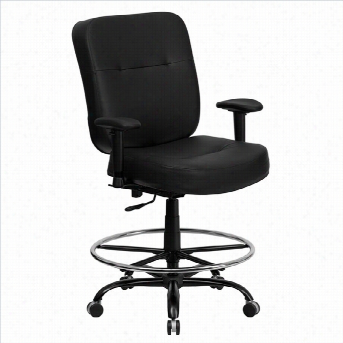 Flash Furniture Hercules Leather  Drafting Chair With Arms I Nblack