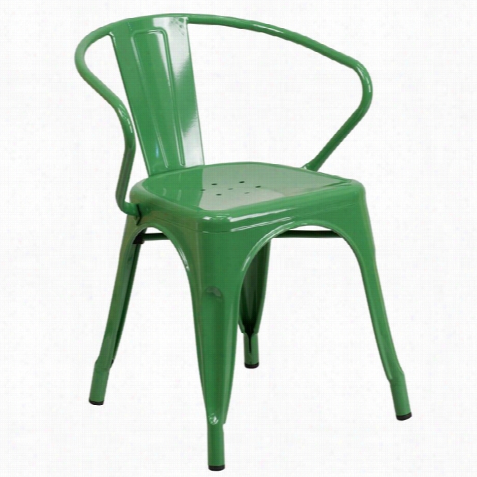 Flash Fuurniture Metal Ining Arm Chairman In Green