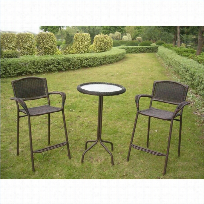 Intetnationa Lcaravan Bradford 3 Peice Outdoor Patio Pub Set-white