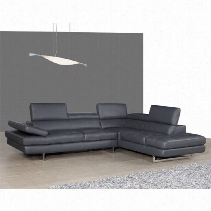 J&m Furniture A761 Italian Leather Right  Sectional In Slate Grey