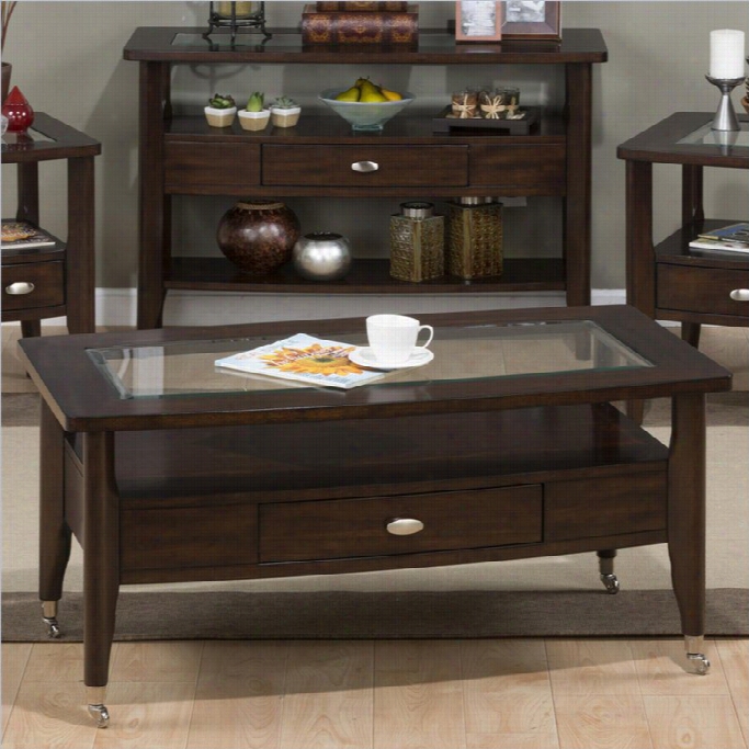 Jforann 827 Succession Cocktsil Table With Cheome Casters In Montego Merlot