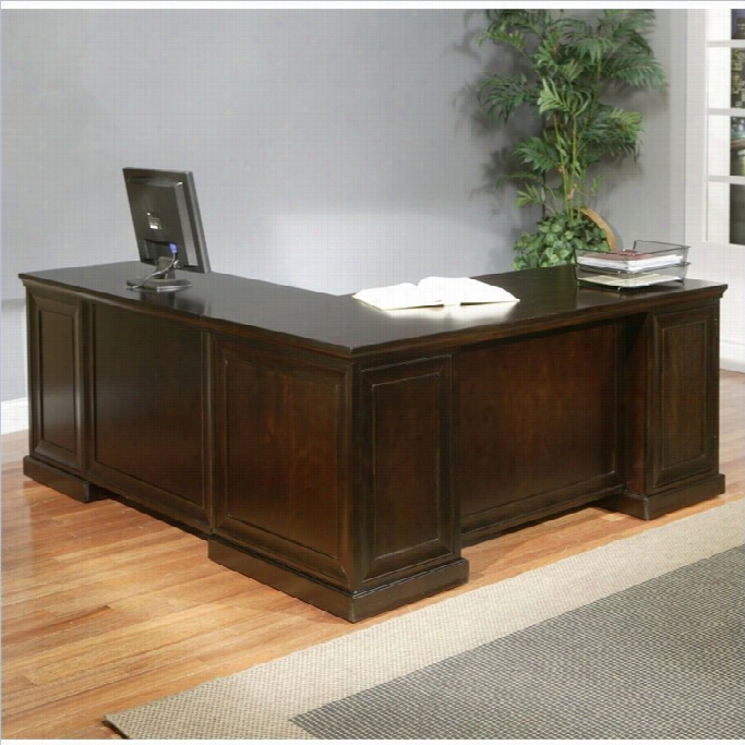 Kathy Ireland Home Fulton 68 Rhf L-shaped Executive Desk In Espresso