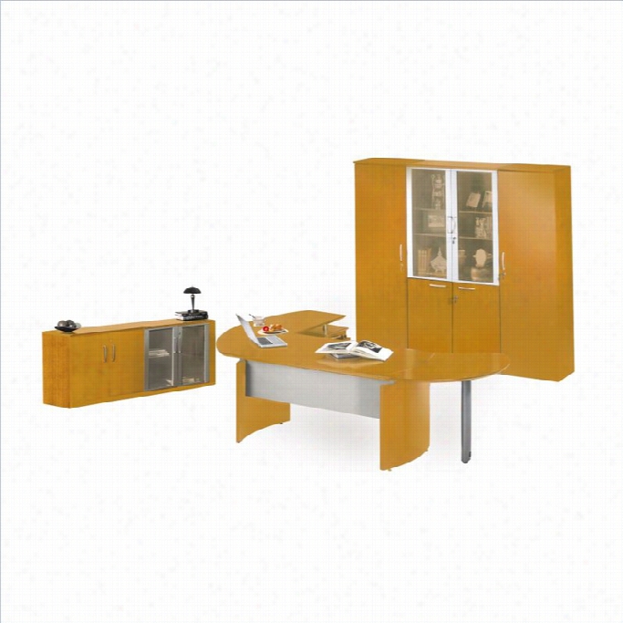 Mayline Napoli 72 Desk And Cabinets Office Stud In Golden Cherrry