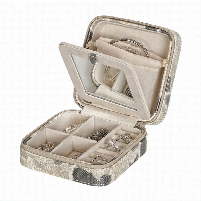 Mele And Co. Rayne Python Faux Leather Travel Jewelry Case In Ivory