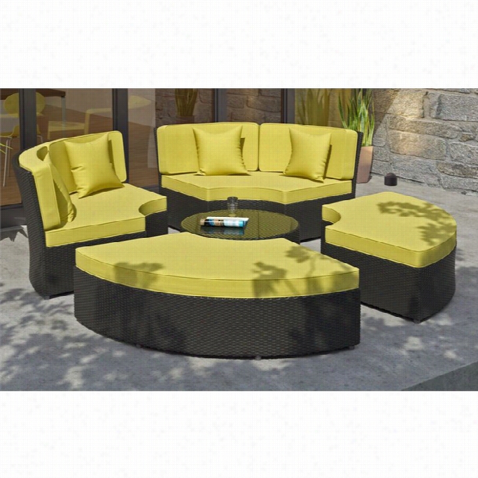 Modway Pursuit Circular Utdoor Daybed Set In Espresso And Peridot