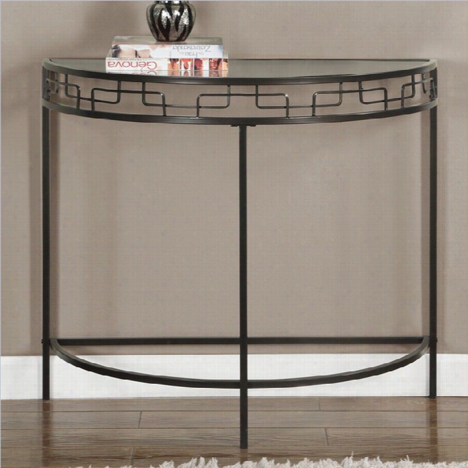 Monarch Console Accent Table In  Chocolate Brown With Metal Base