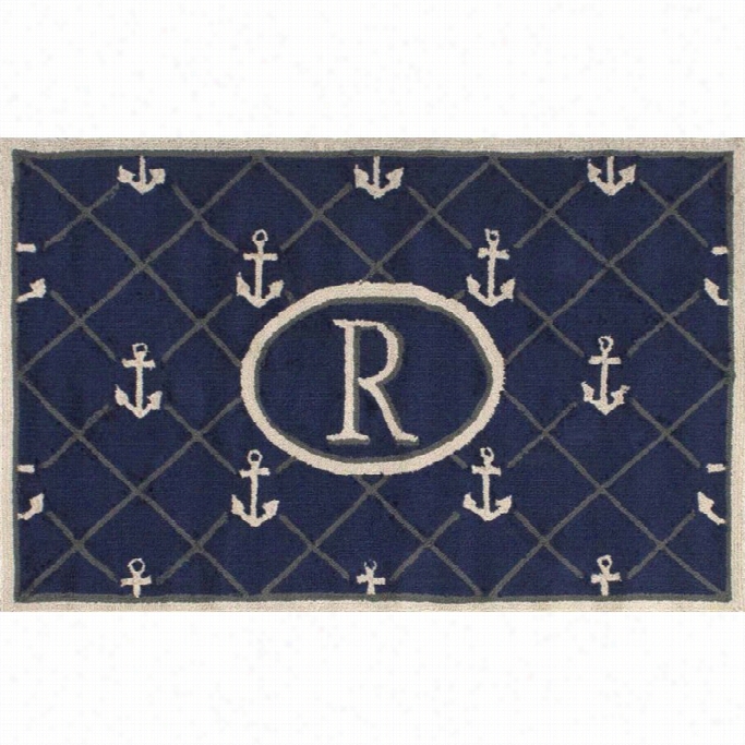 Nuloom 3' X 6' Hand Hooked Anchor Welcome Doormat Rug In Letter R