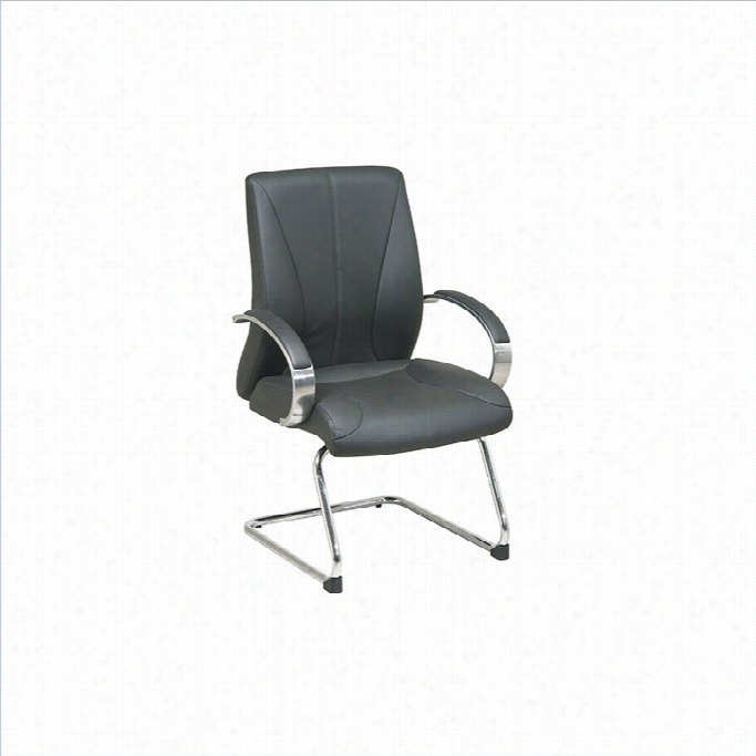 Office Star Deluxe Mid Back Black Leatef Visitors Office Chair