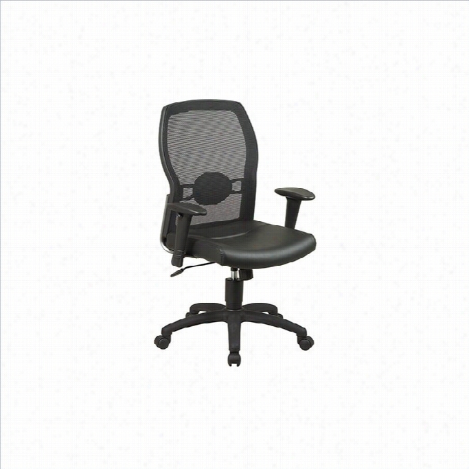 Office Star Mesh Back Leather Seat Office Chhair With Adjustablee Arms Ni Black