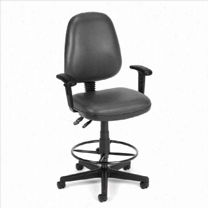 Ofm Straton Computer Task Drafting Office Chair With Arms And Drfting Kit In Charcoal