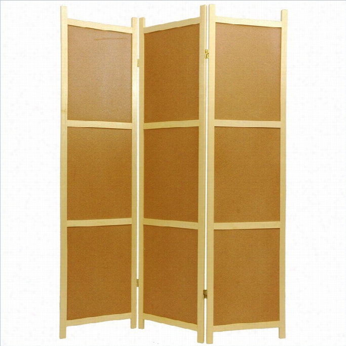 Orienral Furniture Three Panel Cork Board Shoji Screen In Natural