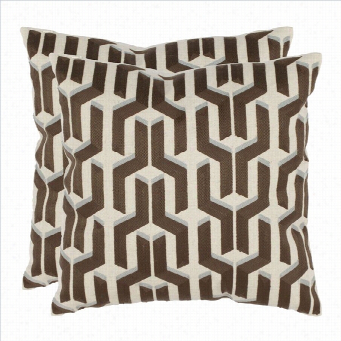 Safavieh Dawson 18-inch Cotton Deocrative Pillows In  Khako (set Of 2)