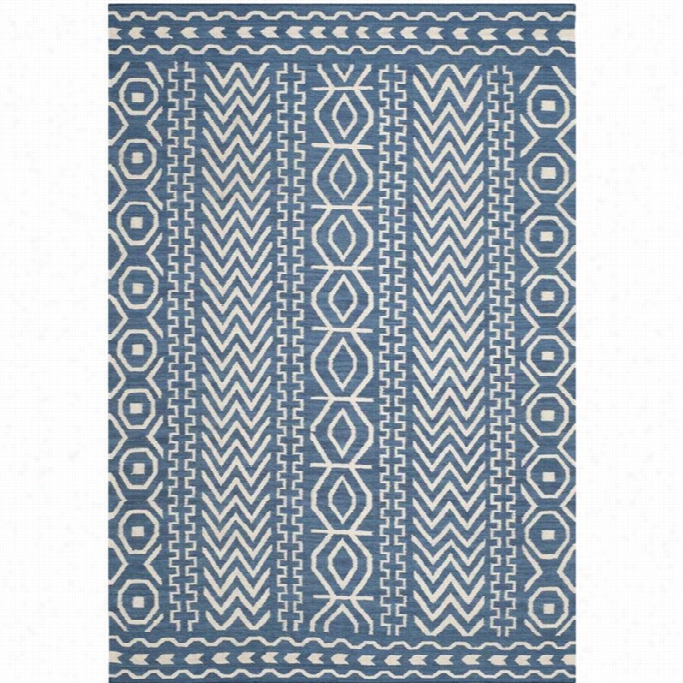 Safavieh Dhurries Dark Blue Contemporary Rug - 5' X 8'