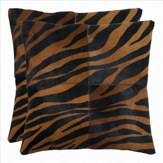 Safqvieh Raquel 22 Decorative Pillow In Black And  Brown (set Of 2)