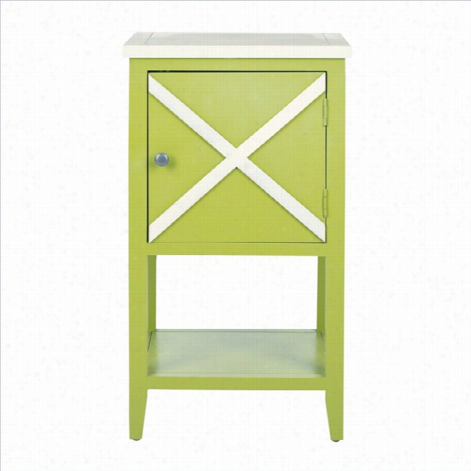 Safavieh Ward Poplar Wood Side Table In Green And White