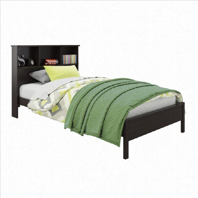 Sonax Corliving Ashland Twon Sing L Ebed With Bookcase Headboard In Dark Cappuccino