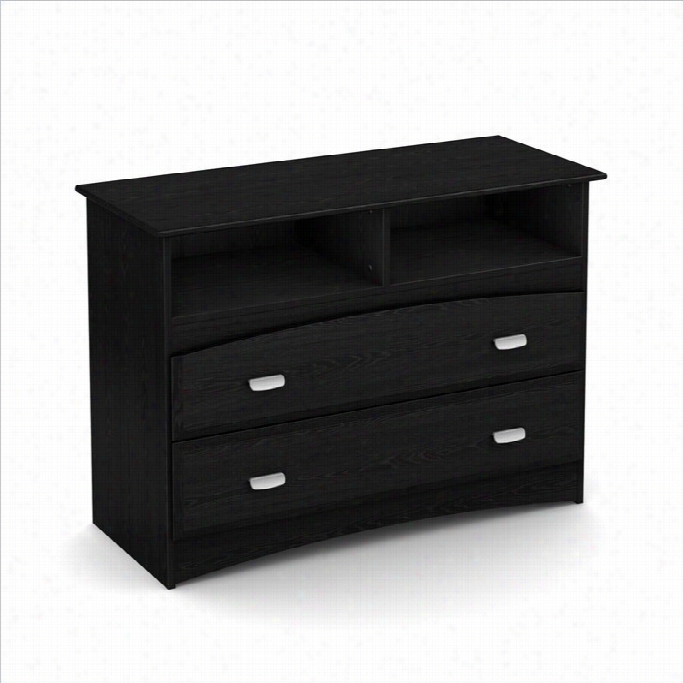 Soouth Shore Imatine 2-drawer Storage Uunit In Black Oak