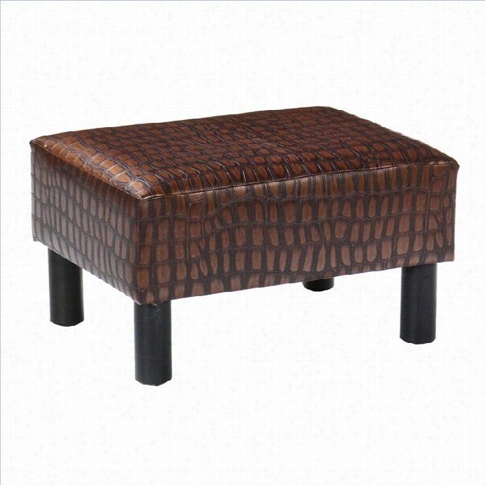 Southern Enterprises 10 Alli Gator Print Foot Stool In Faux Leather Finish