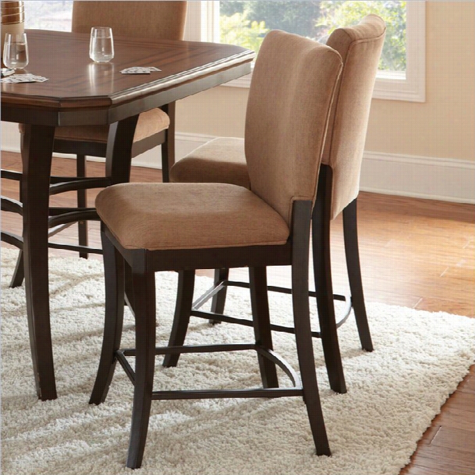 Seve Silver Company Derrick Upholstered Brown Pool Y-cotton Counter Height Dining Chair In Dar Koak