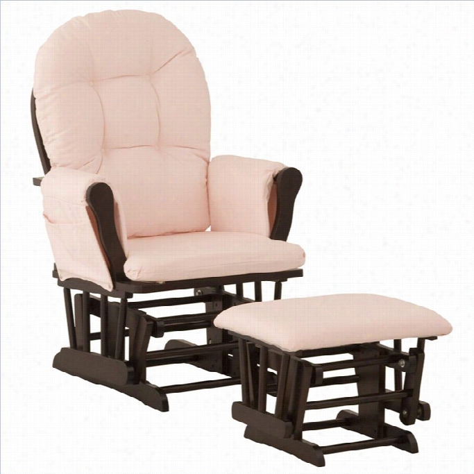 Stork Craft Custom Hoop Glider And Ottoman In Espresso And Pink