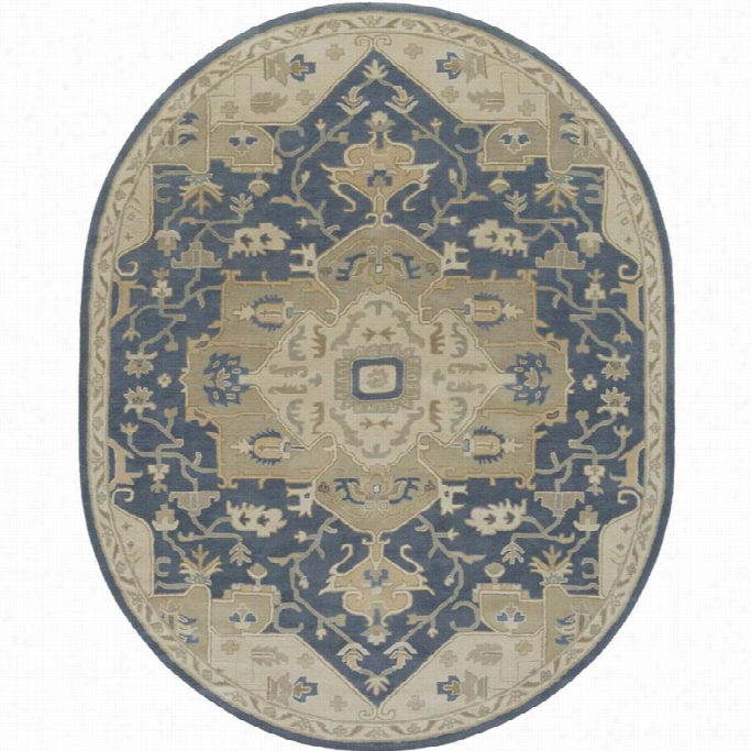 Surya Caesar 6' X 9' Oval Hand Tufted Wool Rug In Blue