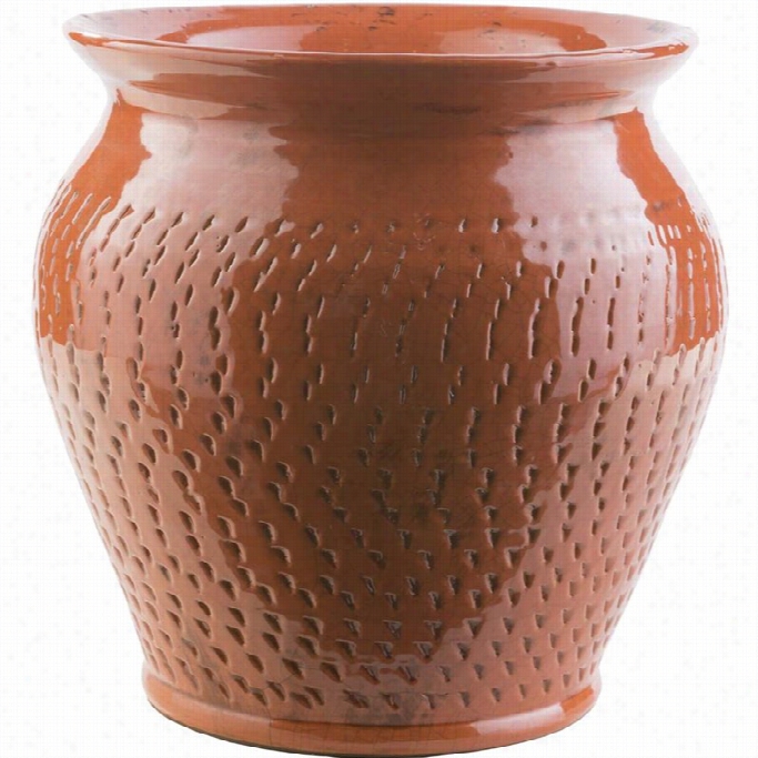 Surya Fiesta 11.8 X 14.6 Ceramic Pot In Glossy Orange