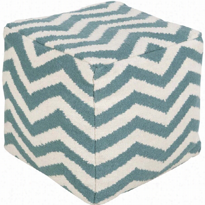 Surya Wool Cube Pouf Ottoman In Aqua