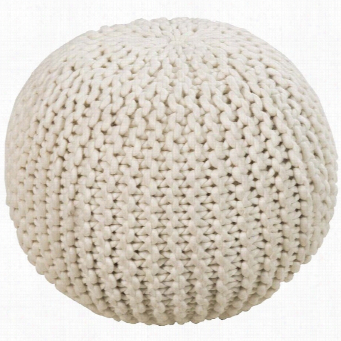 Surya Wool Sphere  Pouf Ottoman In Beige