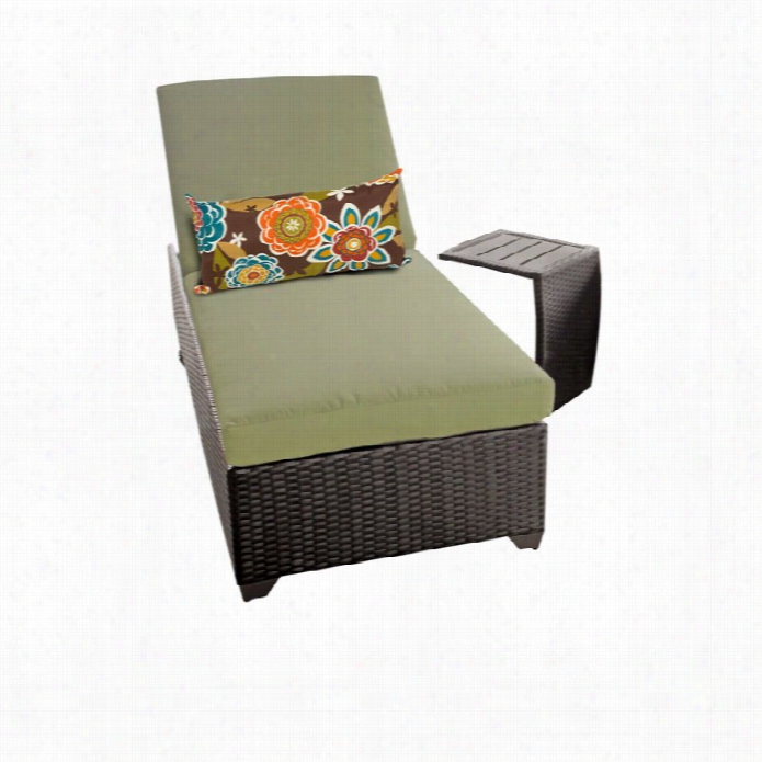 Tkc Classic Wicker Patio Lounges With Side Table In Cilantro